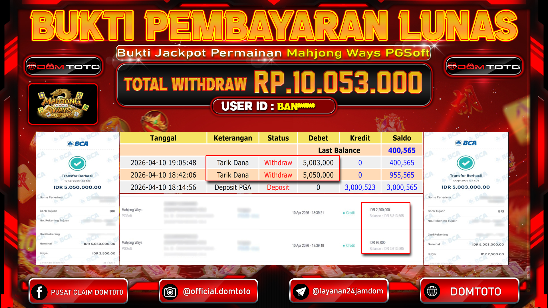 JACKPOT SLOT Mahjong Ways PGSoft 10 APRIL 2026
